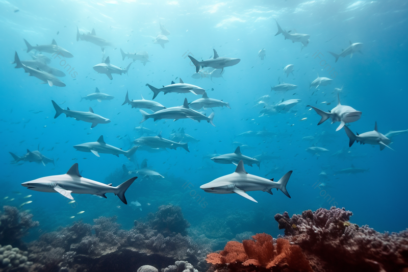 清晰的摄影图高清的图片海报设计背景广告设计素材元素白头礁鲨在海里游泳,高清,摄影图,摄影图片,图片大全,摄影图免费下载